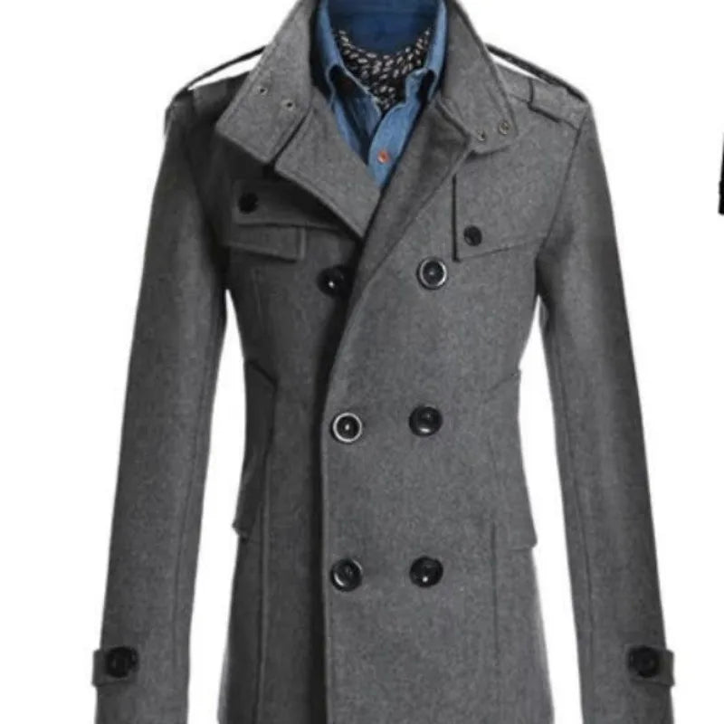 Sobretudo Masculino Lã Slim Fit Médio e Longo Trench Coat LojaAlencar