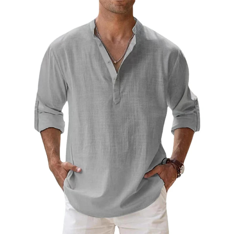 Camisa Masculina de Algodão e Linho LojaAlencar
