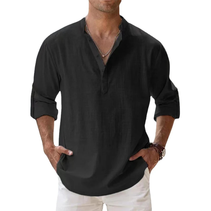 Camisa Masculina de Algodão e Linho LojaAlencar