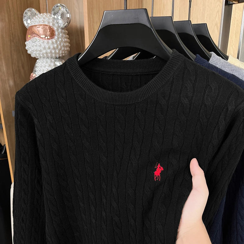 Suéter Masculino Premium em Tricô Jacquard com Bordado LojaAlencar