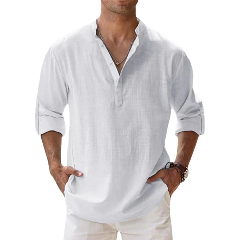 Camisa Masculina de Algodão e Linho LojaAlencar