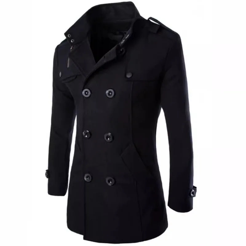 Sobretudo Masculino Lã Slim Fit Médio e Longo Trench Coat LojaAlencar